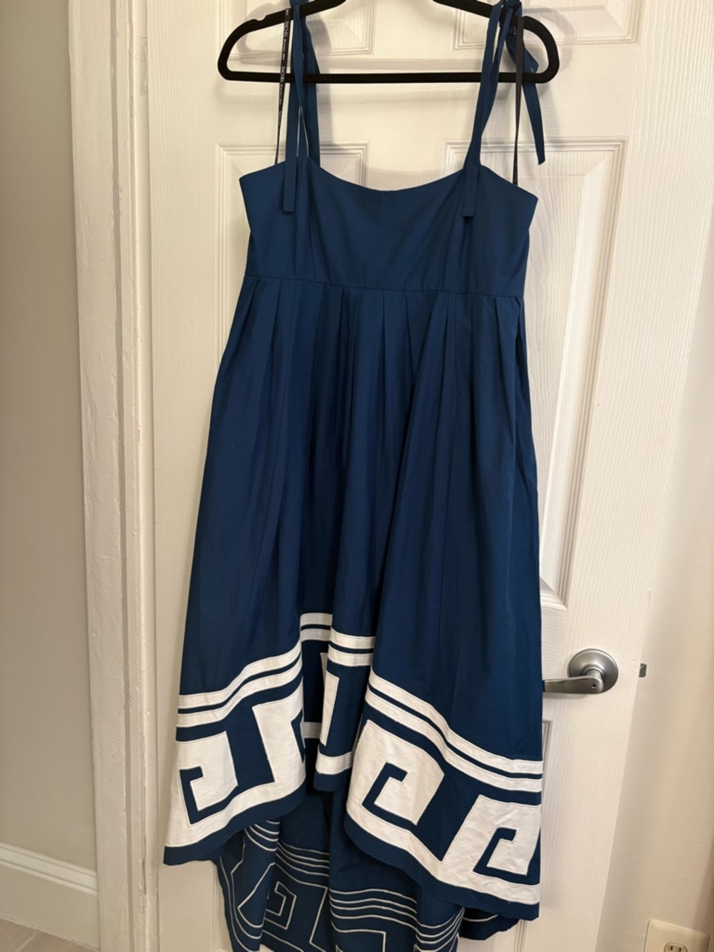Rachel Rachel Roy Freda Cotton MidiDress Navy High Low Greek Key Hem Size 12 NWT - Picture 3 of 11
